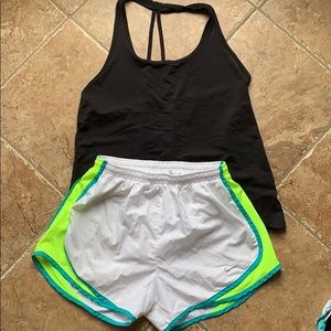 White/Neon Green Nike Shorts